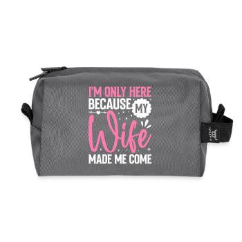 Funny Husband Saying Motif with Humor - Recycled Toiletry Zip Bag - anthracite - Front