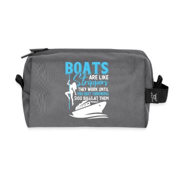 Humorous boat and entertainment Slogan motif - Recycled Toiletry Zip Bag - anthracite - Front