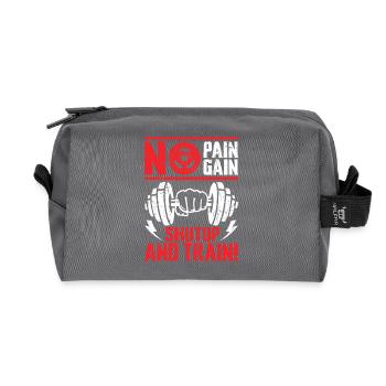 No Pain No Gain Shut Up and Train - Recycled Toiletry Zip Bag - anthracite - Front