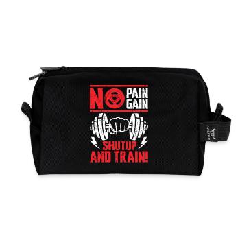 Pas de douleur, pas de gain, Tais-toi et entraîne-toi - Trousse de toilette en tissu recyclé - noir - Devant
