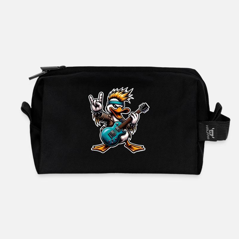Ente Rock and Roll Gitarrist - Recycelte Kulturtasche - Schwarz