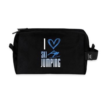 I love ski jumping - winter sports - Recycled Toiletry Zip Bag - black - Front