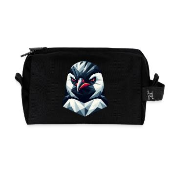 Penguin Portrait Geometry Art Design - Recycled Toiletry Zip Bag - black - Front