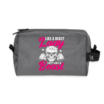 Lift Like A Beast Fitness Lady Design - Recycled Toiletry Zip Bag - anthracite - Front