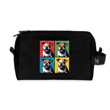 Pop Art Bulldog, Bubbles, Pancake, Chonk, Nibbles - Recycled Toiletry Zip Bag - black - Front