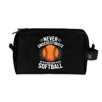 Softball Spruch Sport Lustiges Softball Geschenk - Recycelte Kulturtasche - Schwarz - Vorne