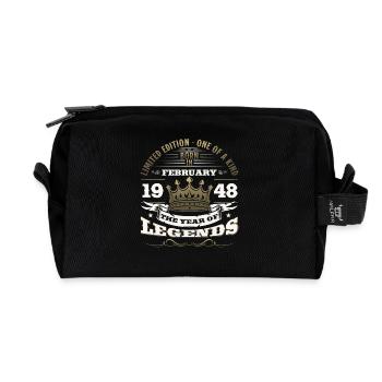 77th Birthday Gift Husband Original February 1948 - Recycled Toiletry Zip Bag - black - Front