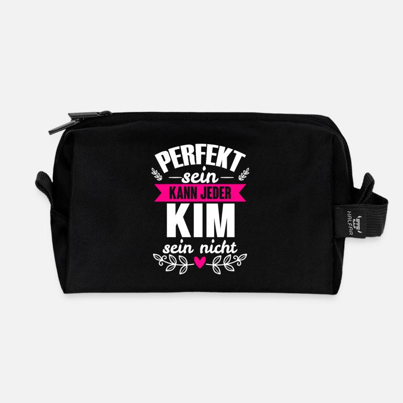 Kim - Perfekt Sein Kann Jeder Kim Sein Nicht - Recycelte Kulturtasche - Schwarz