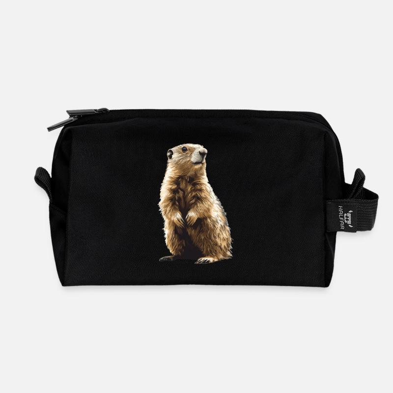 Murmeltiere Murmeltier - Recycelte Kulturtasche - Schwarz