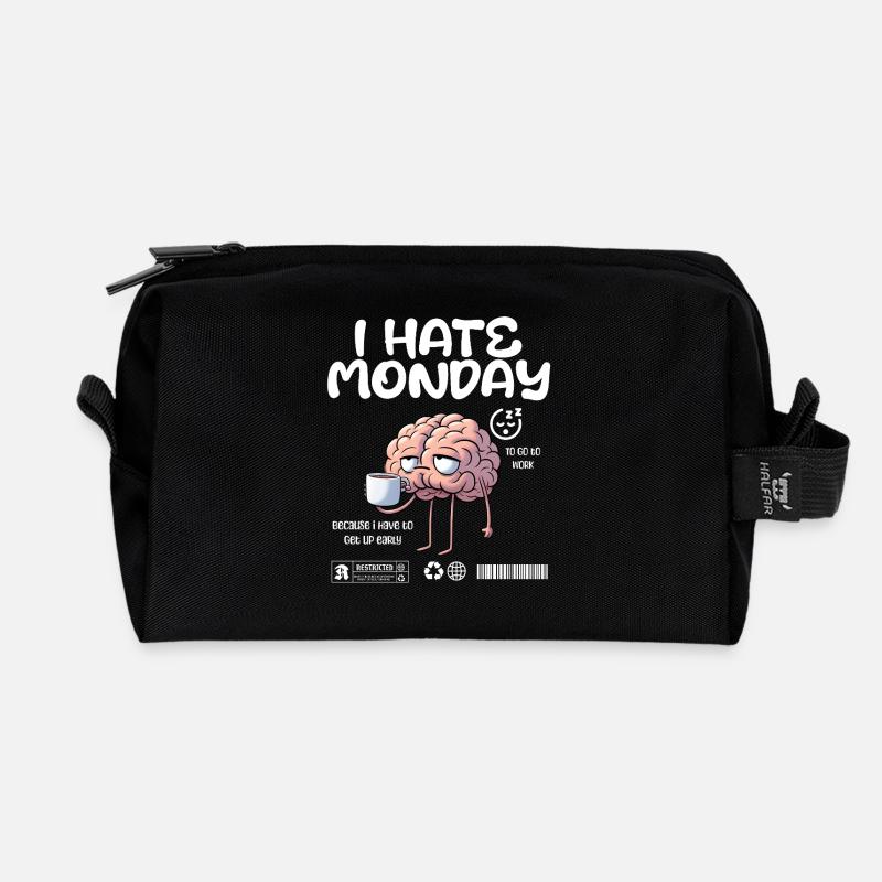 I hate monday - Ich hasse Montag Morgenmuffel Fun - Recycelte Kulturtasche - Schwarz