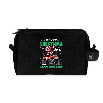 Merry Shiftmas Santa On Christmas Monster Truck - Recycelte Kulturtasche - Schwarz - Vorne