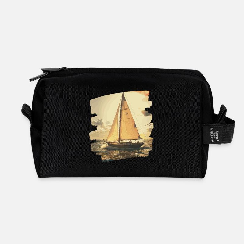 Segelboot - Recycelte Kulturtasche - Schwarz