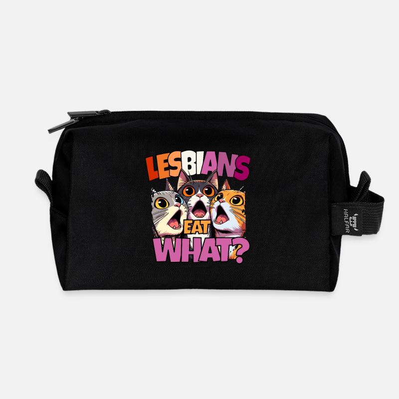 Lesbians Eat What? Stolz Pride Lustig Katzen LGBTQ - Recycelte Kulturtasche - Schwarz