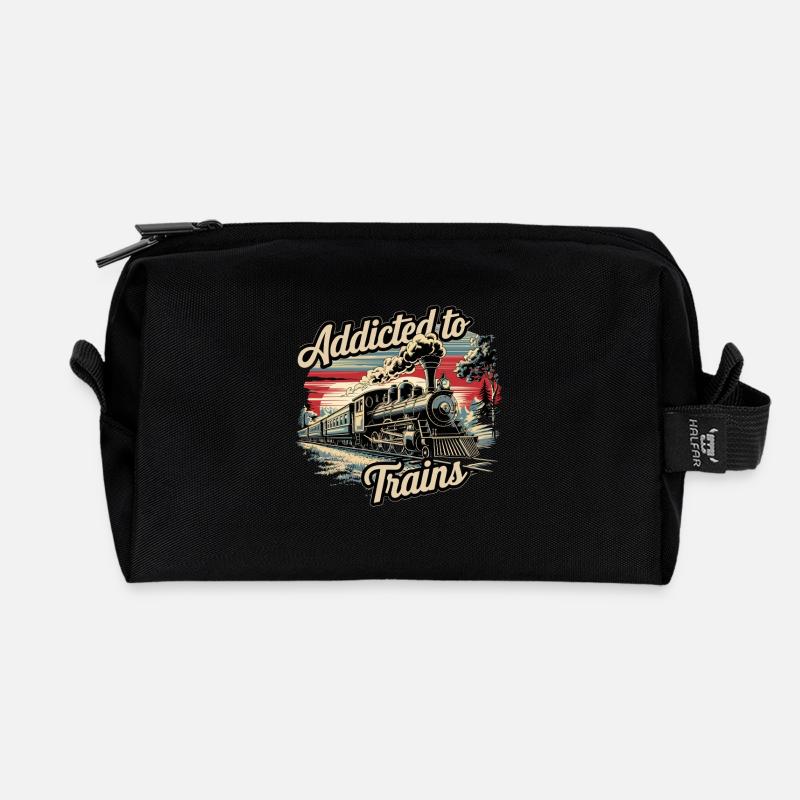 Addicted To Trains - Recycelte Kulturtasche - Schwarz
