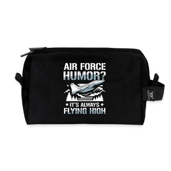 Air Force Humor It’s Always Flying High - Recycelte Kulturtasche - Schwarz - Vorne