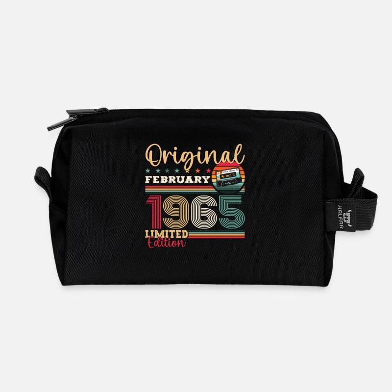 60. Geburtstag Geschenk Mann Original Februar 1965 - Recycelte Kulturtasche - Schwarz