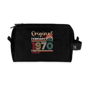 Cadeau 55e anniversaire homme original février 1970 - Trousse de toilette en tissu recyclé - noir - Devant