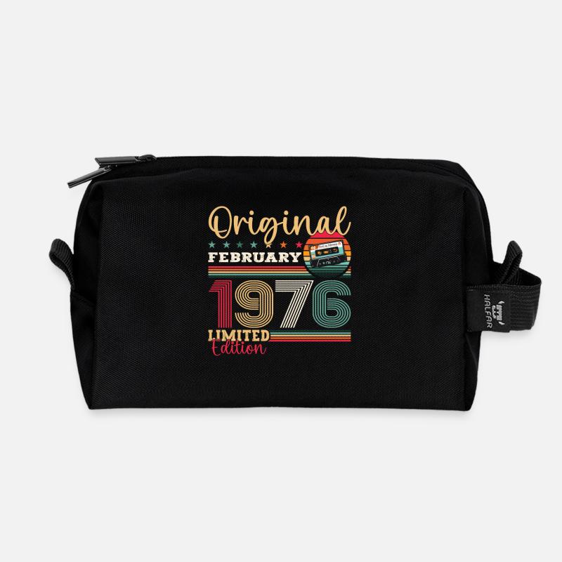 49. Geburtstag Geschenk Mann Original Februar 1976 - Recycelte Kulturtasche - Schwarz