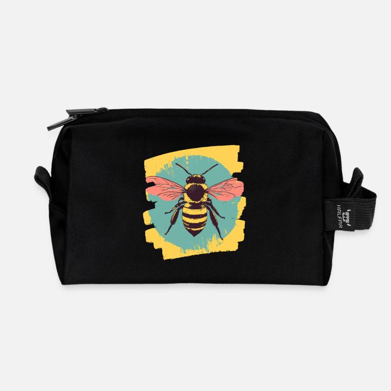 Biene - Recycelte Kulturtasche - Schwarz