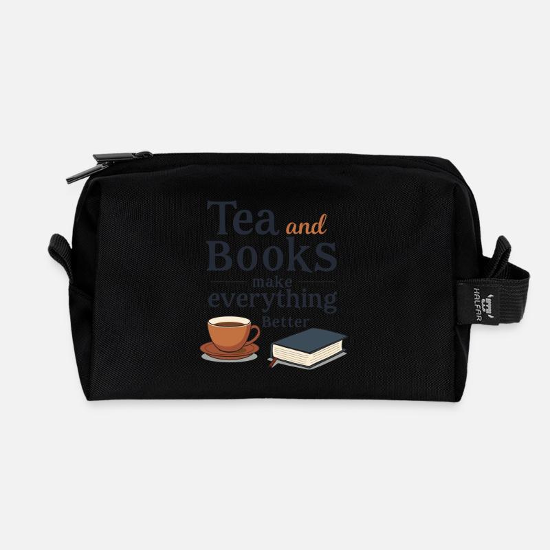 Tè e libri dicendo citazione slogan - Borsa da toilette in materiali riciclati - nero