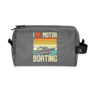 Retro Motorboat Driving Design - Recycled Toiletry Zip Bag - anthracite - Front