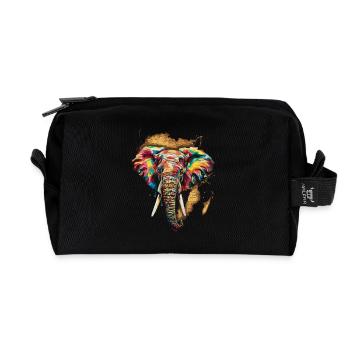 Afrique Éléphant Safari Jungle Art - Trousse de toilette en tissu recyclé - noir - Devant