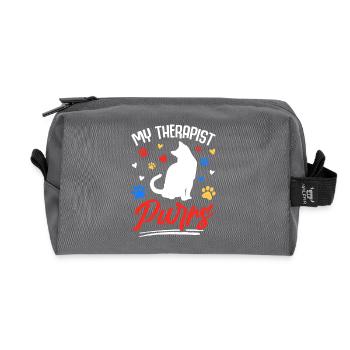 Mein Therapeut schnurrt – Lustiges Katzenmotiv - Recycelte Kulturtasche - Anthrazit - Vorne