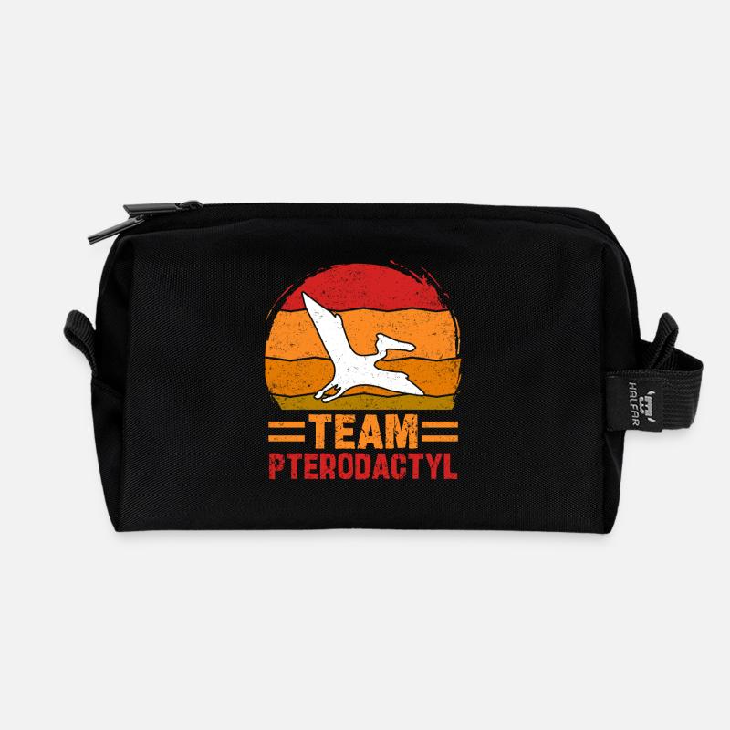 Team Pterodactyl Dinosaurier Retro Design - Recycelte Kulturtasche - Schwarz