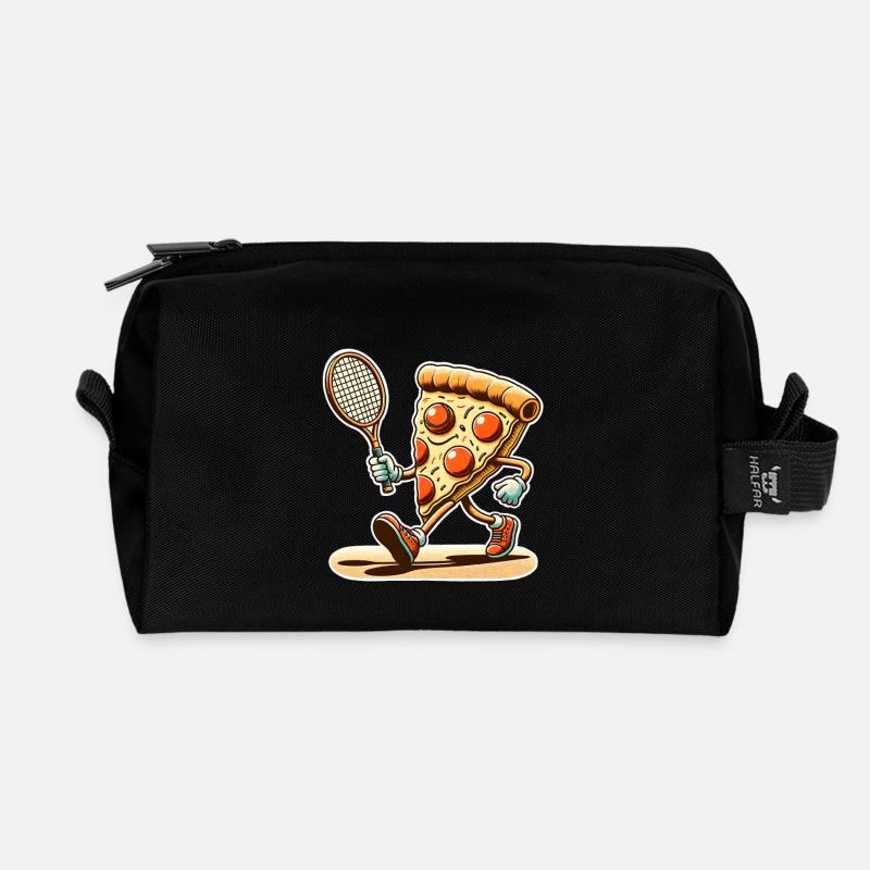 Pizza Tennis - Recycelte Kulturtasche - Schwarz