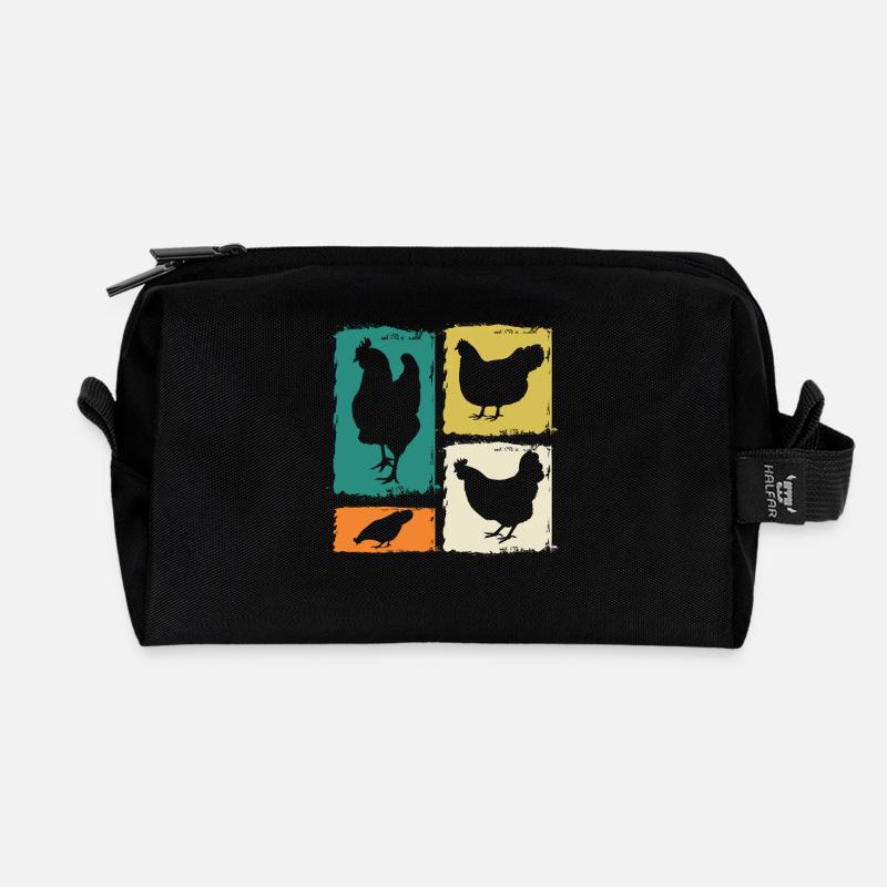 Hühner Henne - Recycelte Kulturtasche - Schwarz
