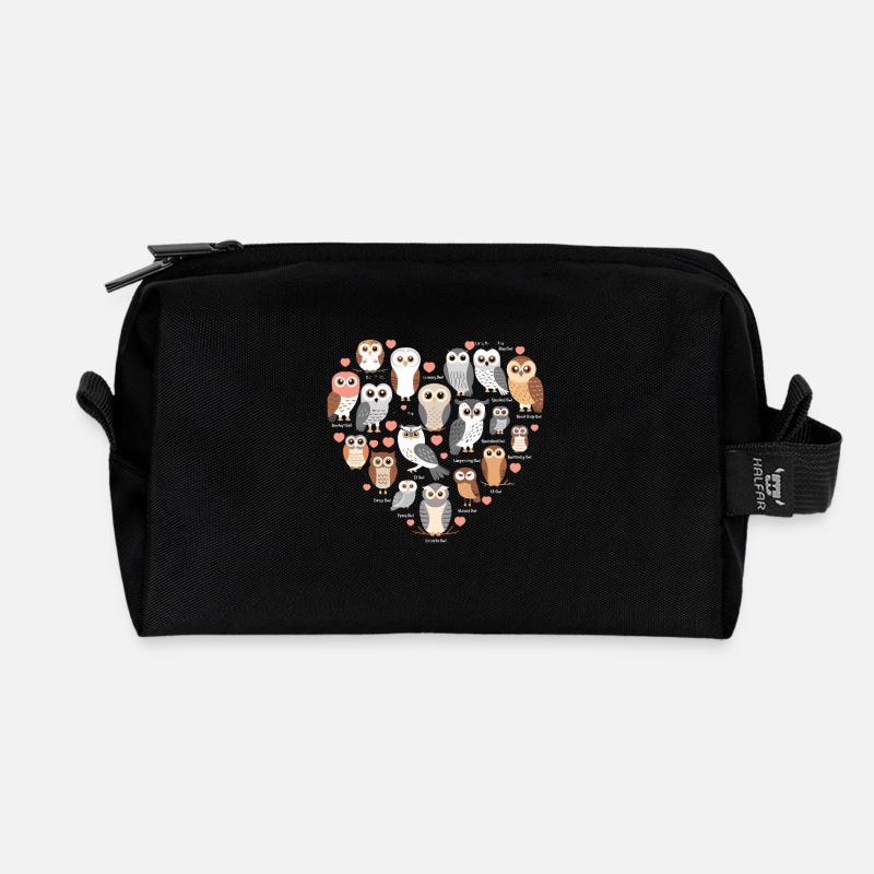 Süße Eule Mit Herz Für Eulenliebhaber - Recycelte Kulturtasche - Schwarz