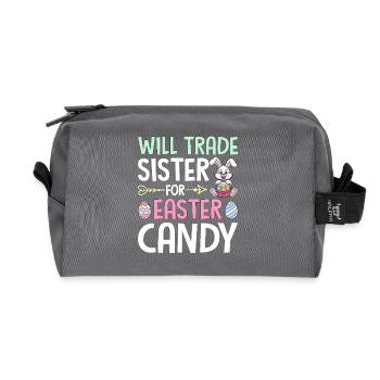 Will Trade Sister For Easter Candy - Recycled Toiletry Zip Bag - anthracite - Front