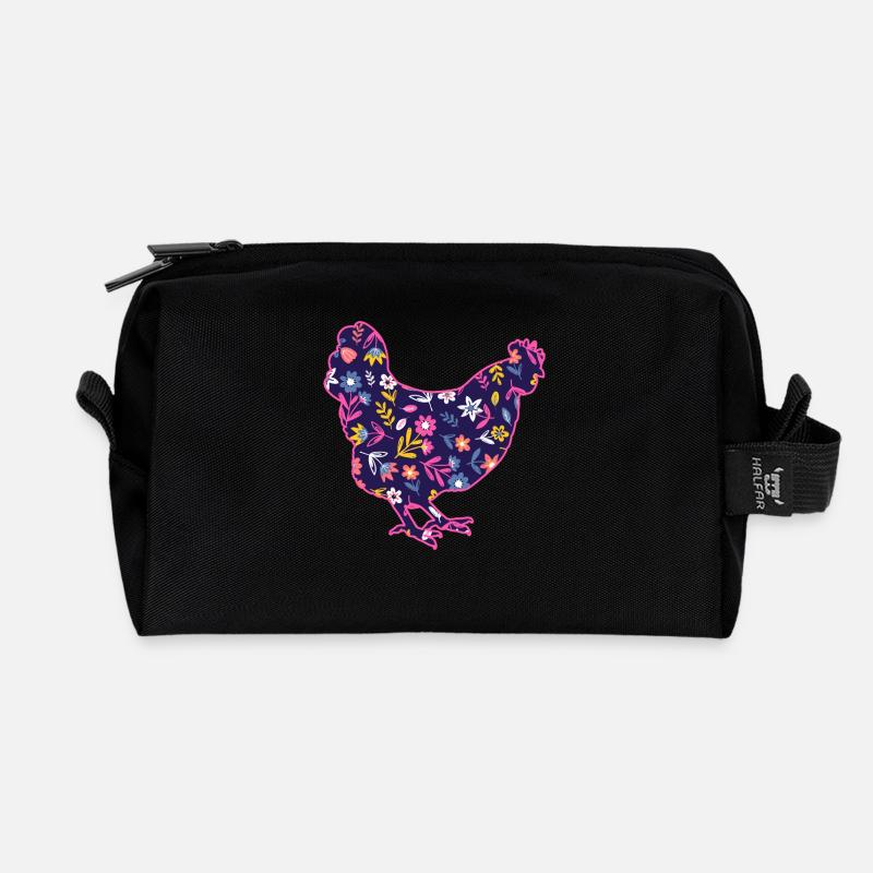 Hühner Henne - Recycelte Kulturtasche - Schwarz
