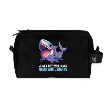 Weiße Haie Weißer Hai - Recycelte Kulturtasche - Schwarz - Vorne