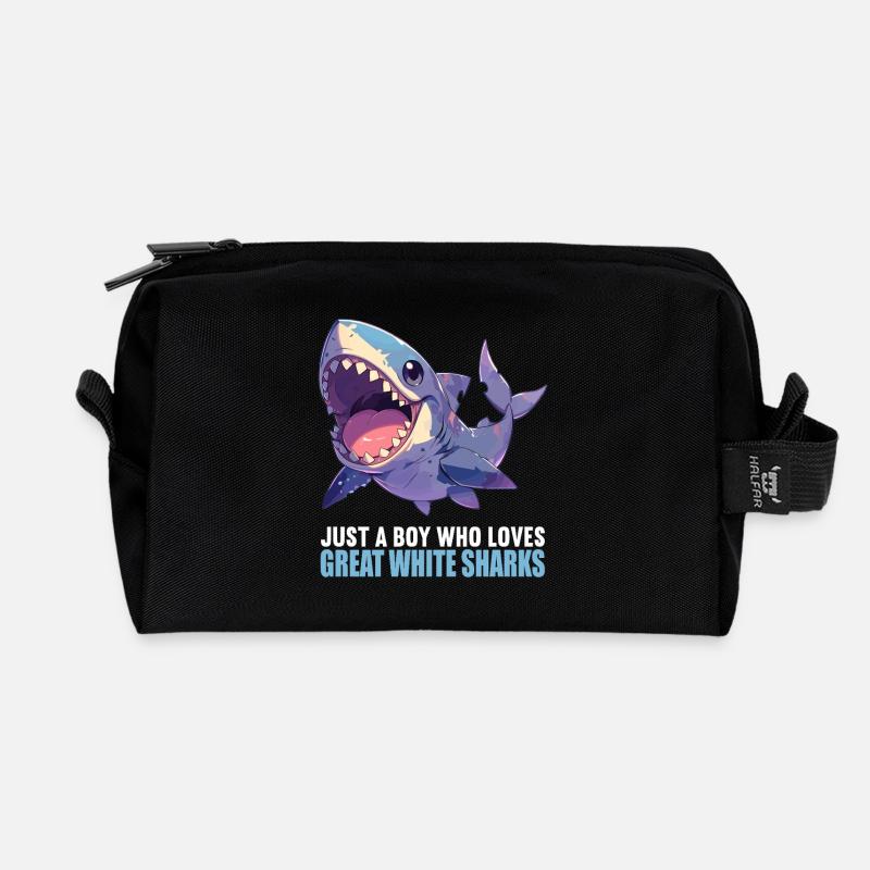 Grands requins blancs Grand requin blanc - Trousse de toilette en tissu recyclé - noir