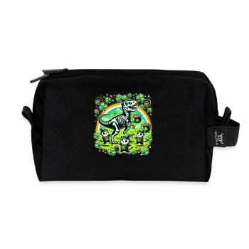 Katze Armee Dino St. Patrick's Day Kleeblätter - Recycelte Kulturtasche - Schwarz - Vorne
