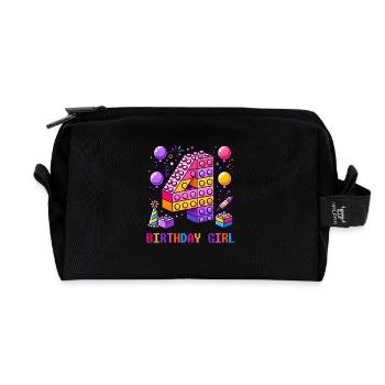 Kinder 4 Jahre alt Bauklötze 4. Birthday Girl - Recycelte Kulturtasche - Schwarz - Vorne