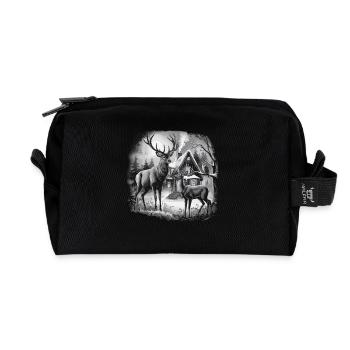 Cerf Paysage Forêt Découvrez la nature avec - Trousse de toilette en tissu recyclé - noir - Devant