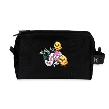 Oeufs de Pâques Poussin Enfants Bébé - Trousse de toilette en tissu recyclé - noir - Devant