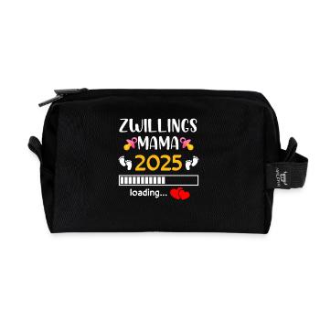 Zwillings Mama 2025 Loading Schwangerschaft Baby - Recycelte Kulturtasche - Schwarz - Vorne
