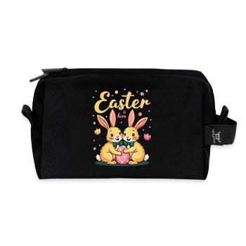 Easter is here – Süße Osterhasen mit Osterei - Recycelte Kulturtasche - Schwarz - Vorne