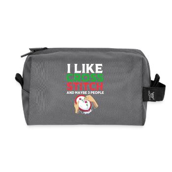 Cross Stitch - Recycled Toiletry Zip Bag - anthracite - Front