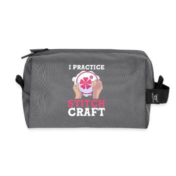 Cross Stitch - Recycled Toiletry Zip Bag - anthracite - Front