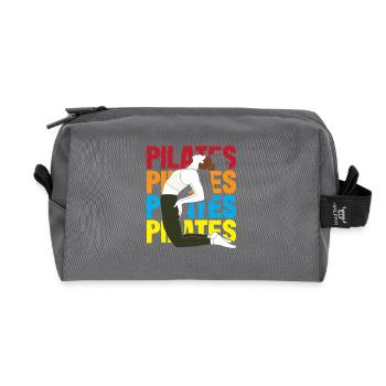 Pilates Enthusiast Colorful Motif For Your Training - Recycled Toiletry Zip Bag - anthracite - Front