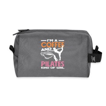 Amoureuse de Pilates et de café - Trousse de toilette en tissu recyclé - anthracite - Devant