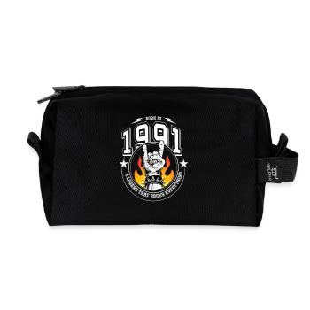 1991 Birthday, rocks everything - Recycled Toiletry Zip Bag - black - Front