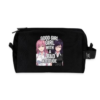 Une bonne fille avec une mauvaise attitude - Trousse de toilette en tissu recyclé - noir - Devant