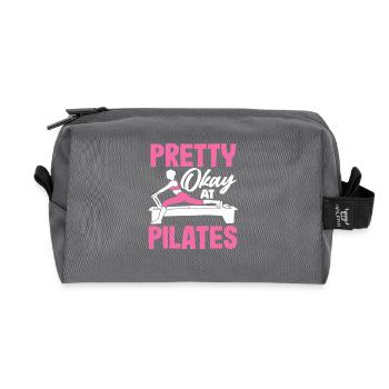 Pilates Liebhaber Ziemlich Gut Dabei - Recycelte Kulturtasche - Anthrazit - Vorne