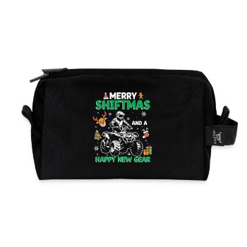 Merry Shiftmas ATV Rider Happy New Gear Quad Bike - Recycelte Kulturtasche - Schwarz - Vorne
