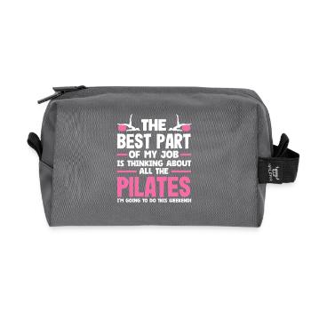 Pilates Ce qu’il y a de mieux dans mon métier - Trousse de toilette en tissu recyclé - anthracite - Devant